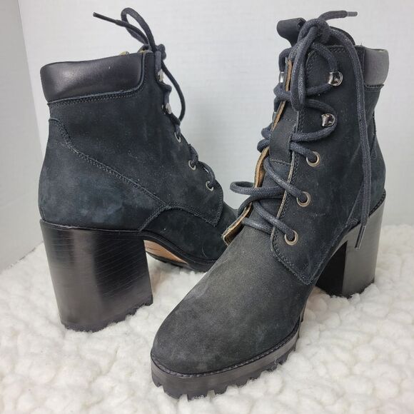 Rachel Comey Rollickc Chunky Heel Boots Women's Size 7 Nubuck Black Suede - Picture 5 of 10